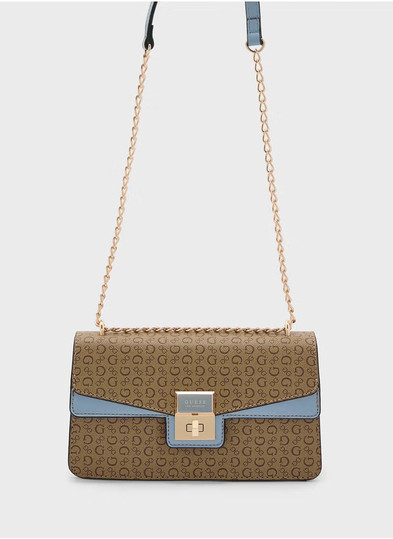 guess flap shoulder bag