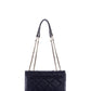 guess flap quilted shoulder bag navy