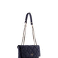 guess flap quilted shoulder bag navy