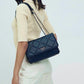 guess flap quilted shoulder bag navy